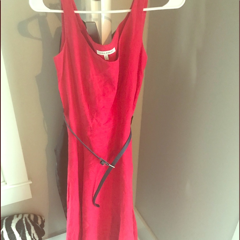 Laura Ashley linen red dress size 10